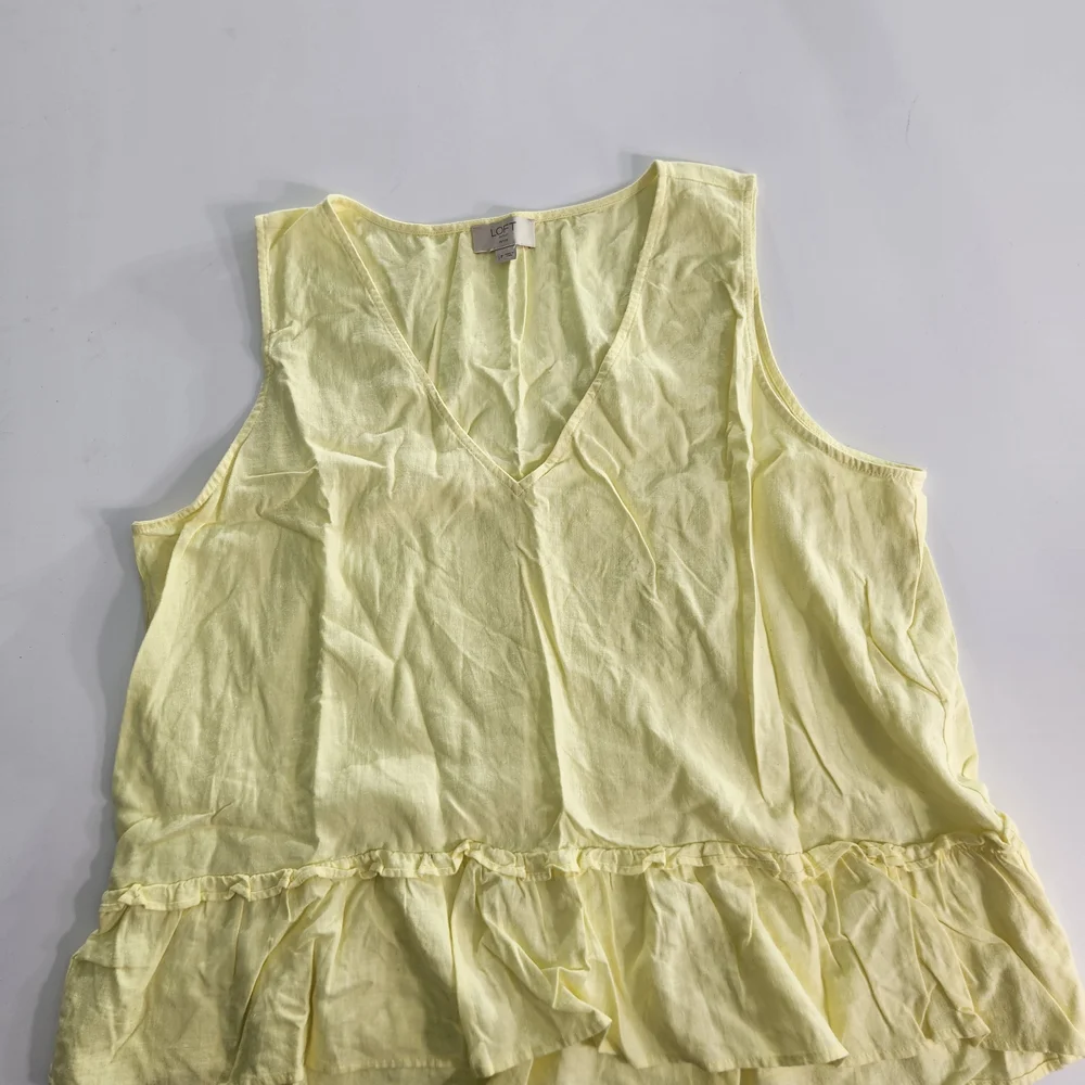 Loft Outlet Women's Top Blouse Size LP Petite yellow Sleeveless linen blend 01 - Picture 1 of 6